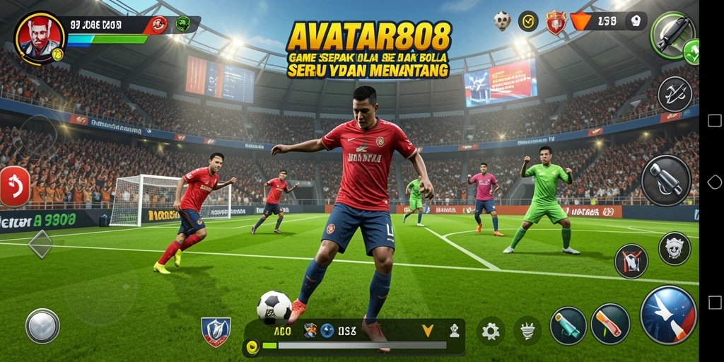 Tampilan gameplay seru dalam AVATAR808 dengan aksi sepak bola yang menegangkan.