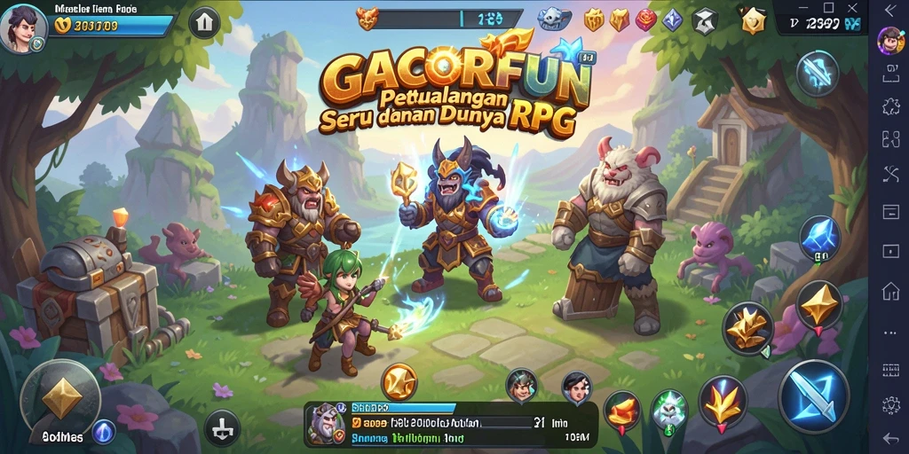 Screenshot menampilkan aksi seru dalam pertempuran RPG GACORFUN.