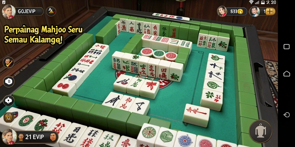 Tampilan gameplay menarik dari GOJEKVIP yang penuh dengan tantangan Mahjong.