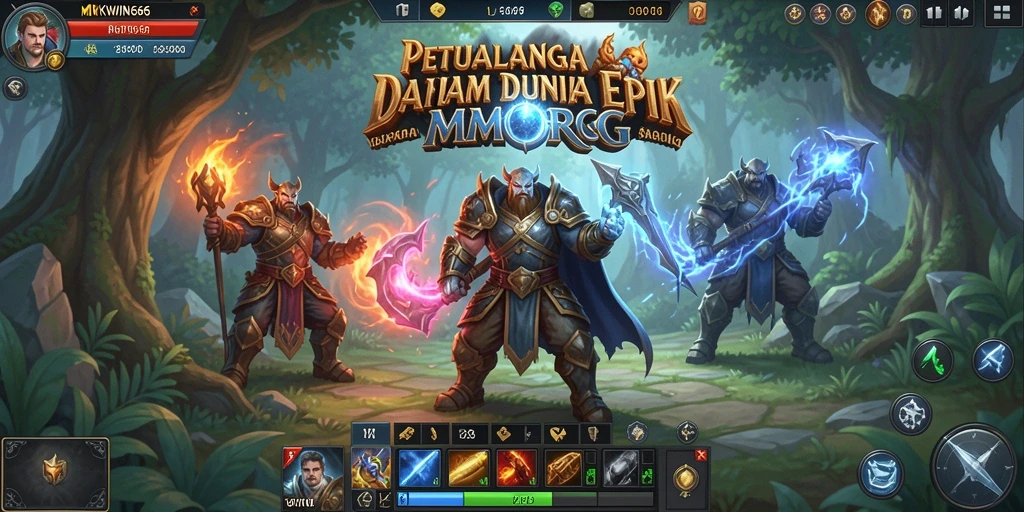 Screenshot MKWIN666 menampilkan pertempuran seru di dunia MMORPG.
