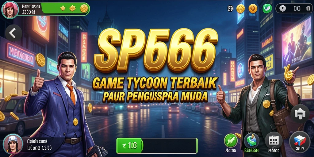Screenshot gameplay SP666 menampilkan manajemen bisnis yang dinamis.
