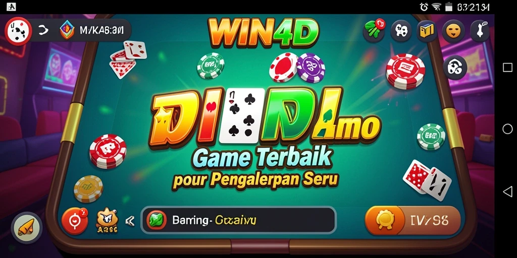 Screenshot gameplay <strong>WIN4D</strong> menunjukkan keseruan bermain Domino secara online.